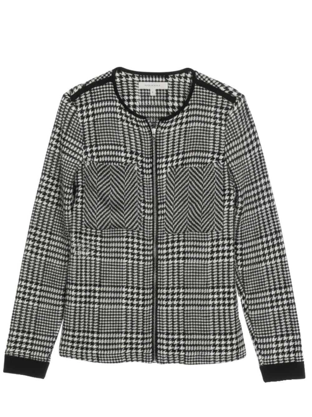 🛍️ Michael Kors Houndtooth Sheer Zip Up Blouse in Medium